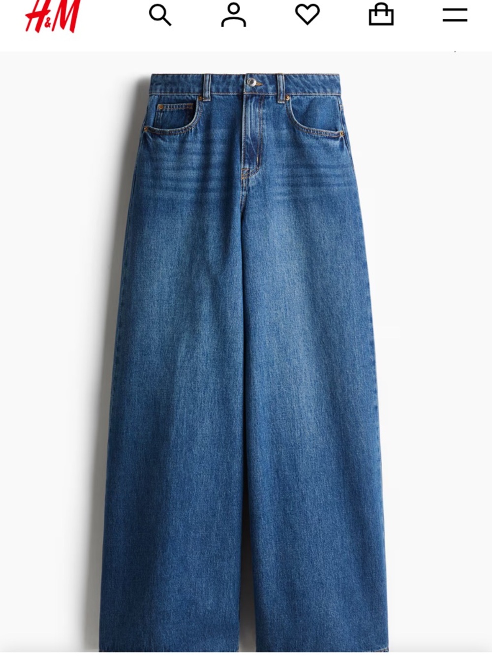 H&M Wide Leg Flare Jeans in Medium Blue Denim